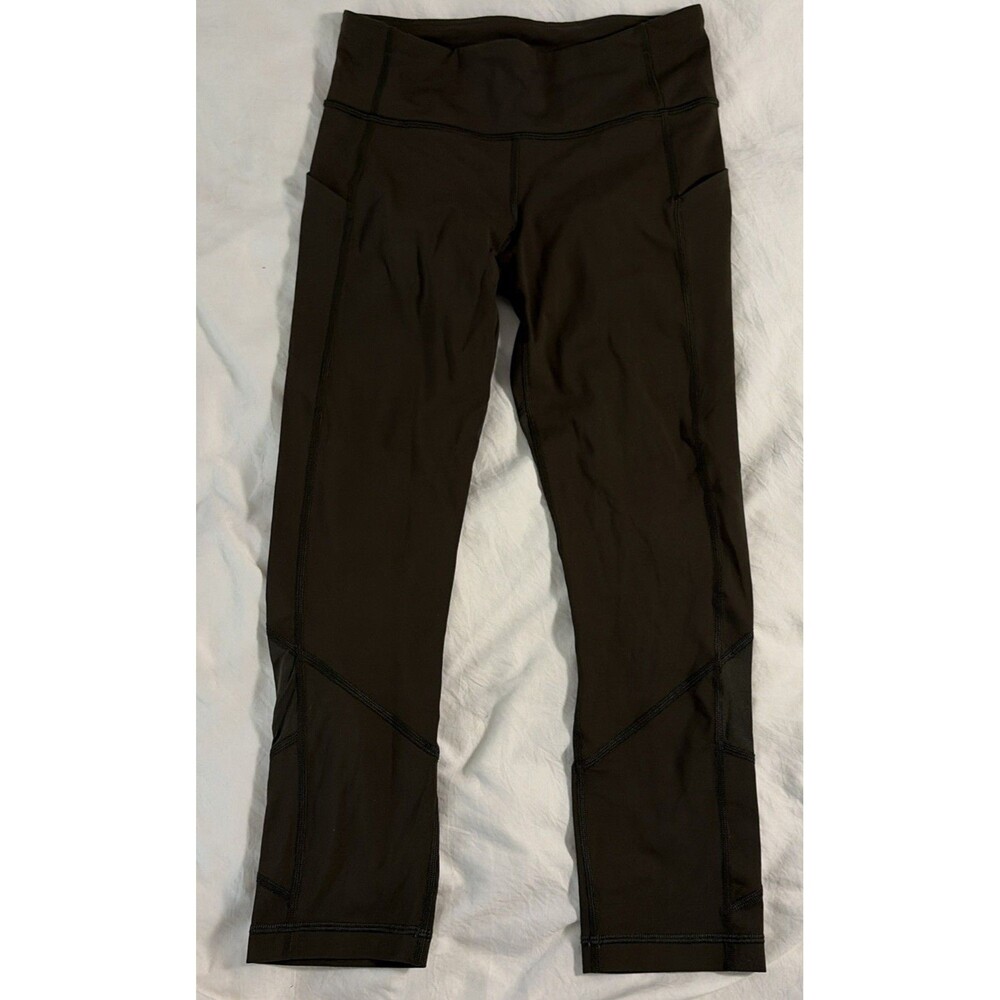 Lululemon Invigorate High Rise Tight 25” Size 4 Dark Olive Leggings Pockets EUC